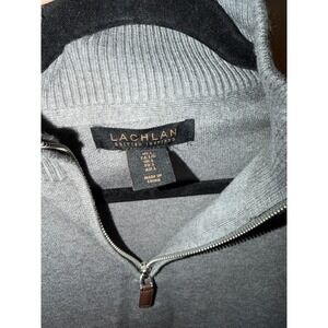 Lachlan British Inspired Mens Large Heather Gray Quarter‎ Zip Mock Neck Sweater